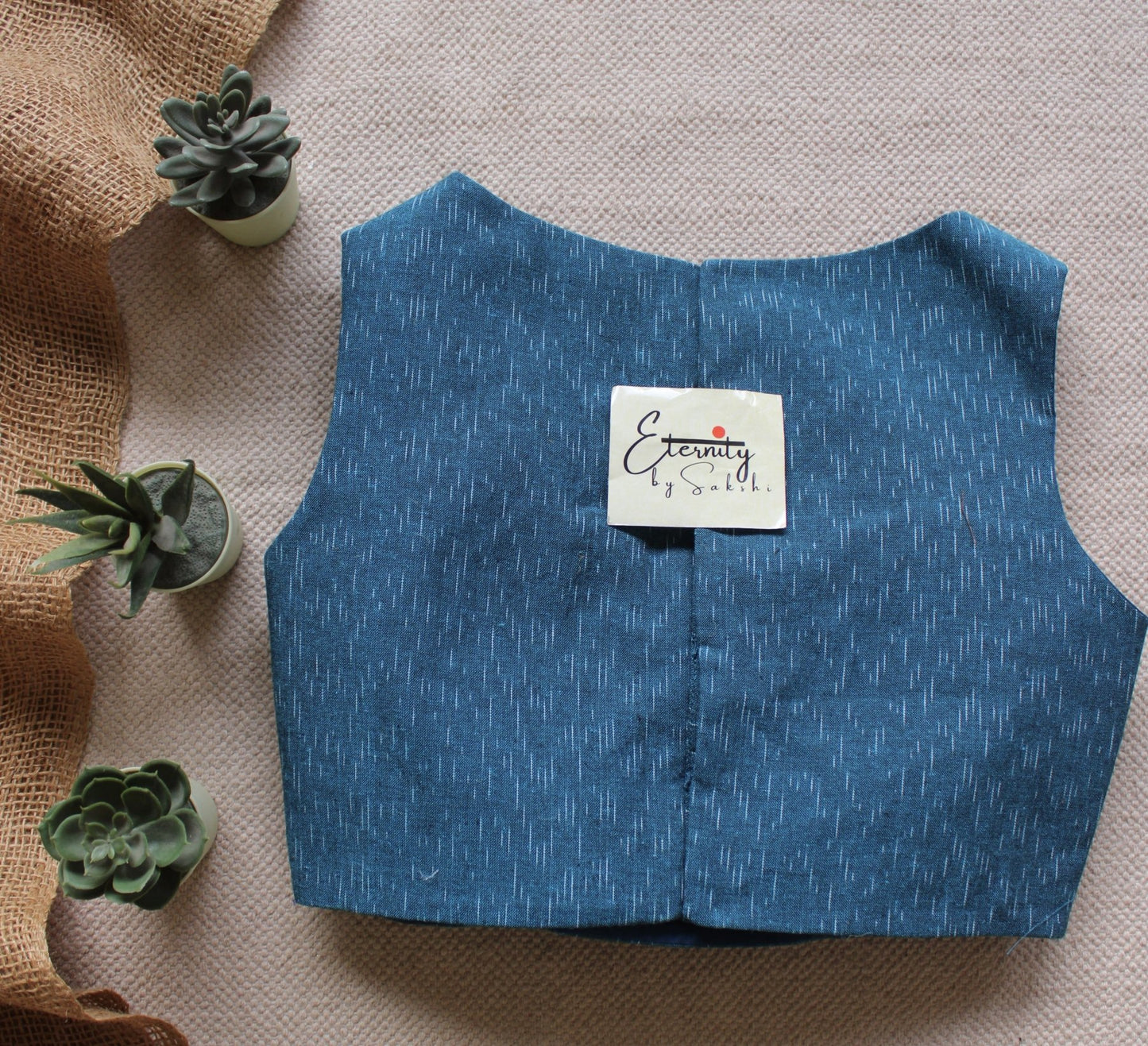 Blue Ikat Boatneck Blouse - Eternity by Sakshi