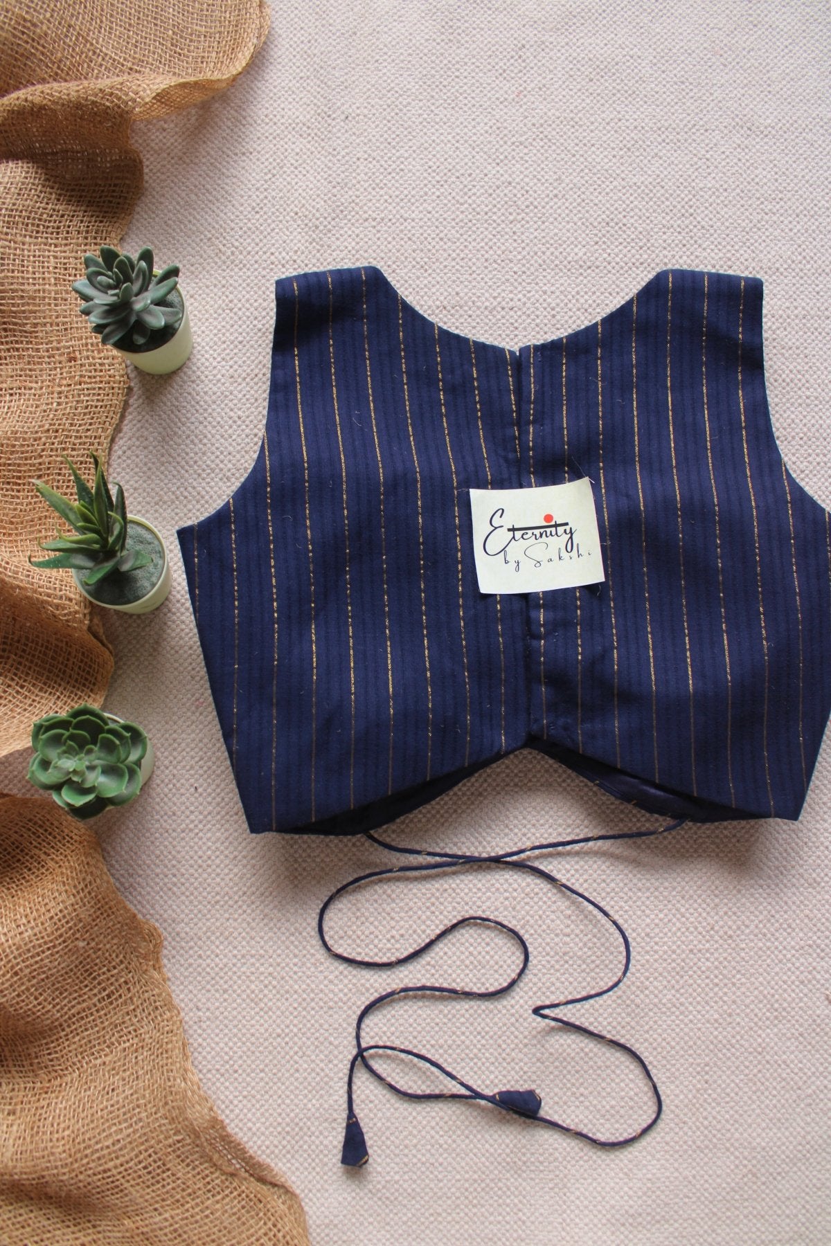 Navy Blue Navya Stripes Blouse - Eternity by Sakshi