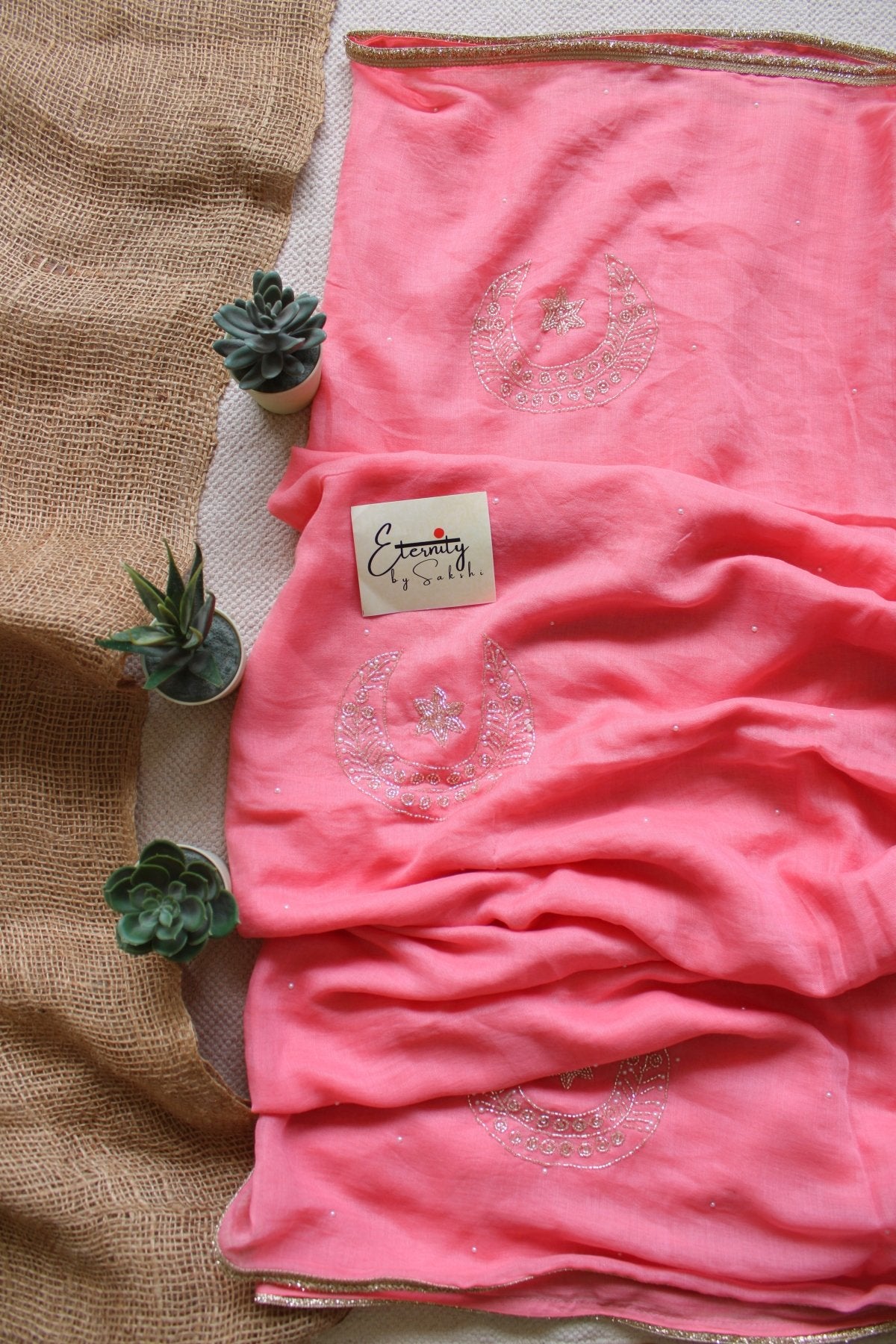 Pink Chand Tara Handwork Saree - Eternity by Sakshi