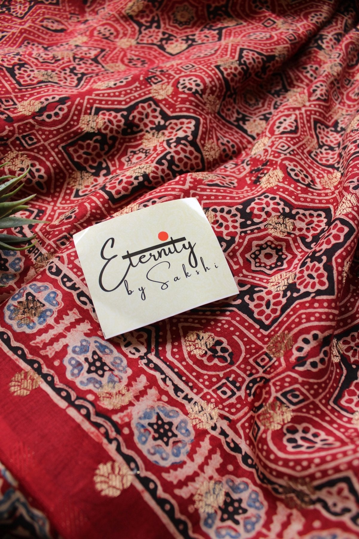 Rajvanshi Ajrakh Dola Silk Saree - Eternity by Sakshi
