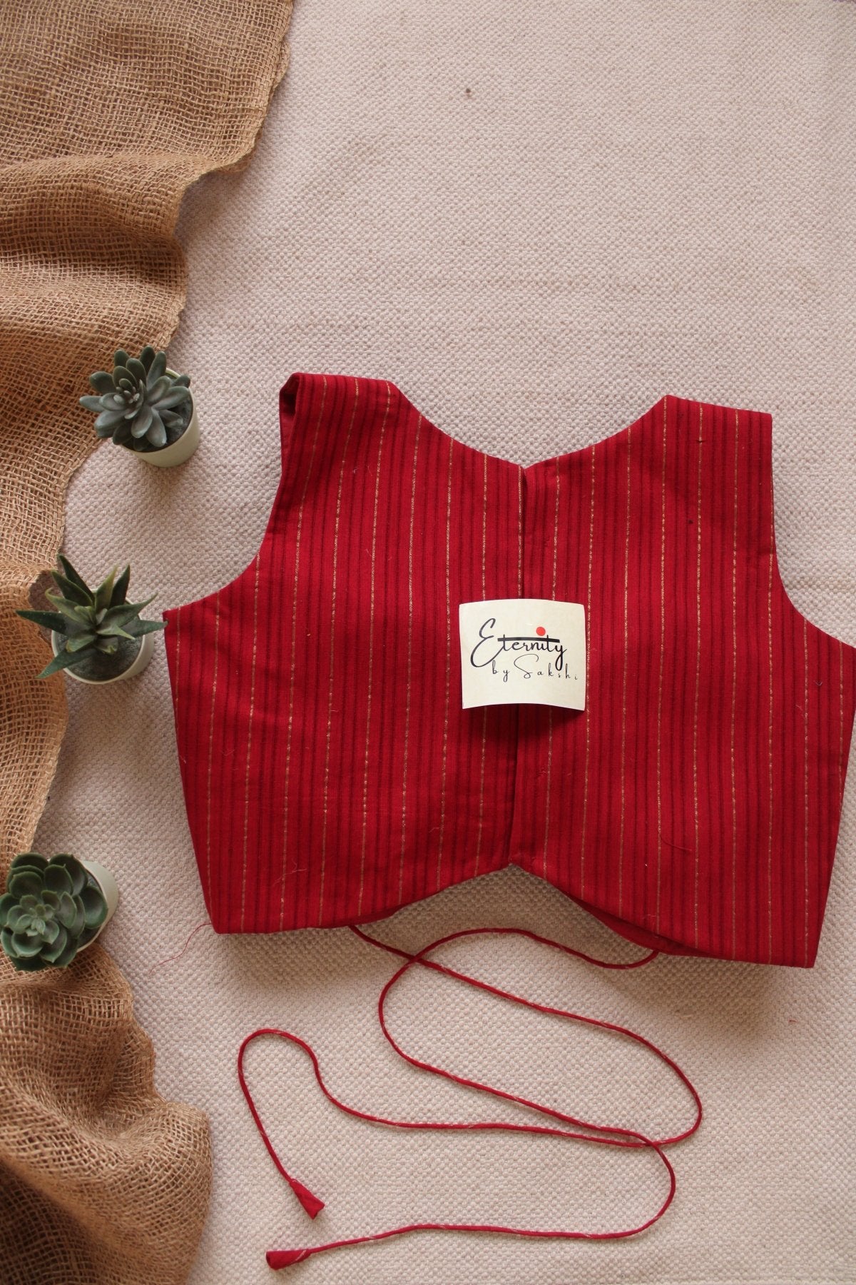 Red Navya Stripes Blouse - Eternity by Sakshi