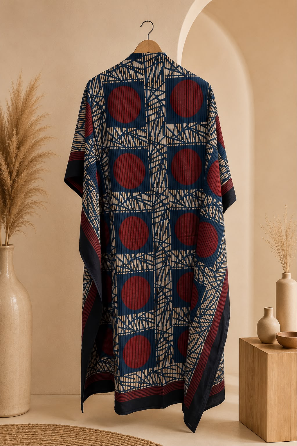 Kaftan Fabric Indigo Orbit