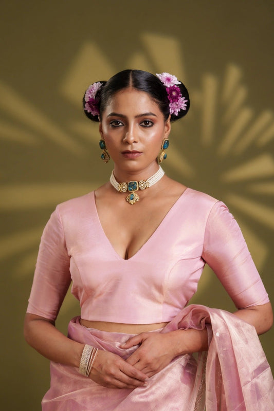 Light Pink Tissue Elastic Blouse - Eternity by Sakshi