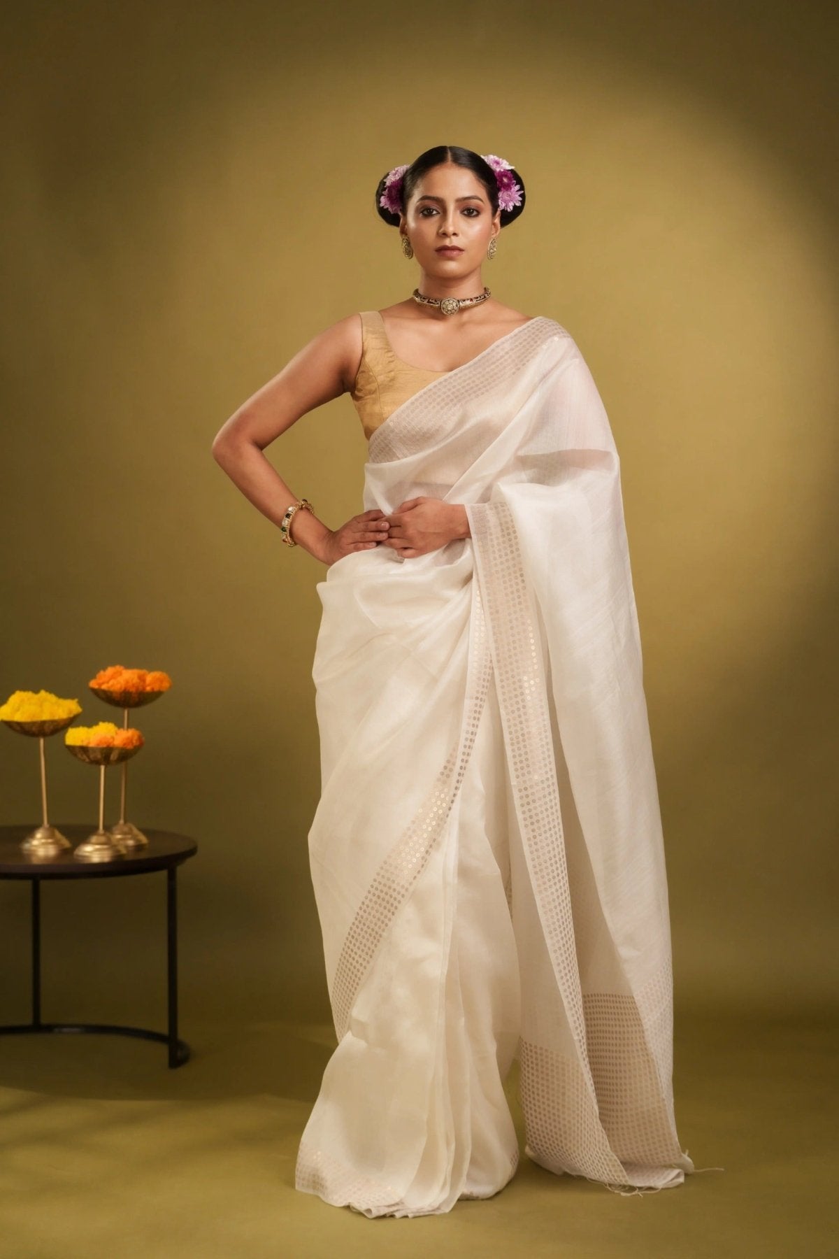 White Sundari Saree - Eternity by Sakshi
