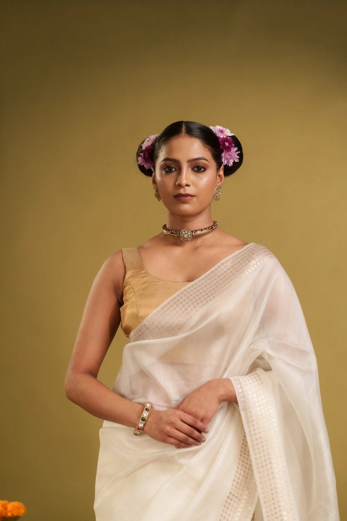 White Sundari Saree - Eternity by Sakshi