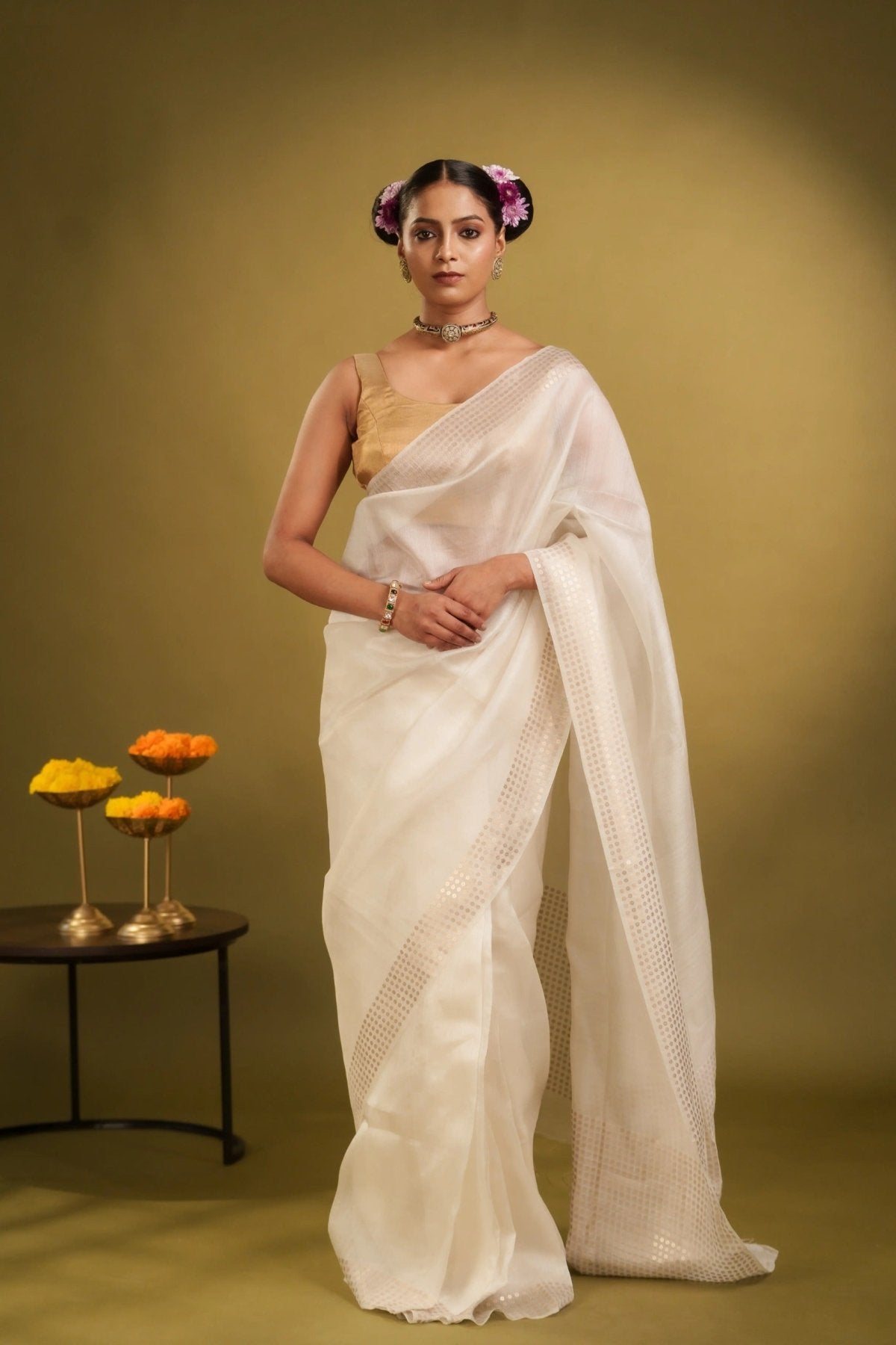 White Sundari Saree - Eternity by Sakshi