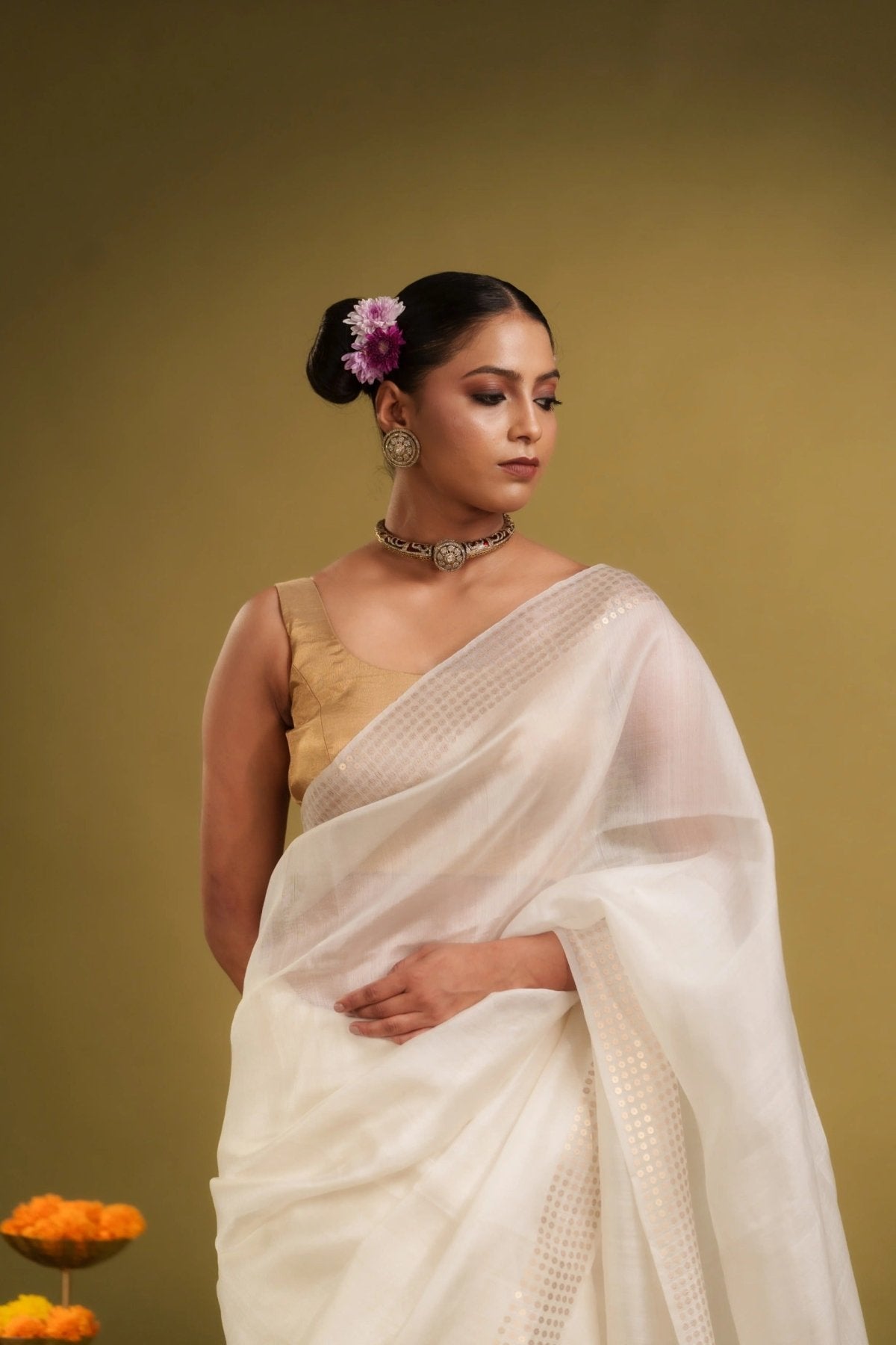 White Sundari Saree - Eternity by Sakshi