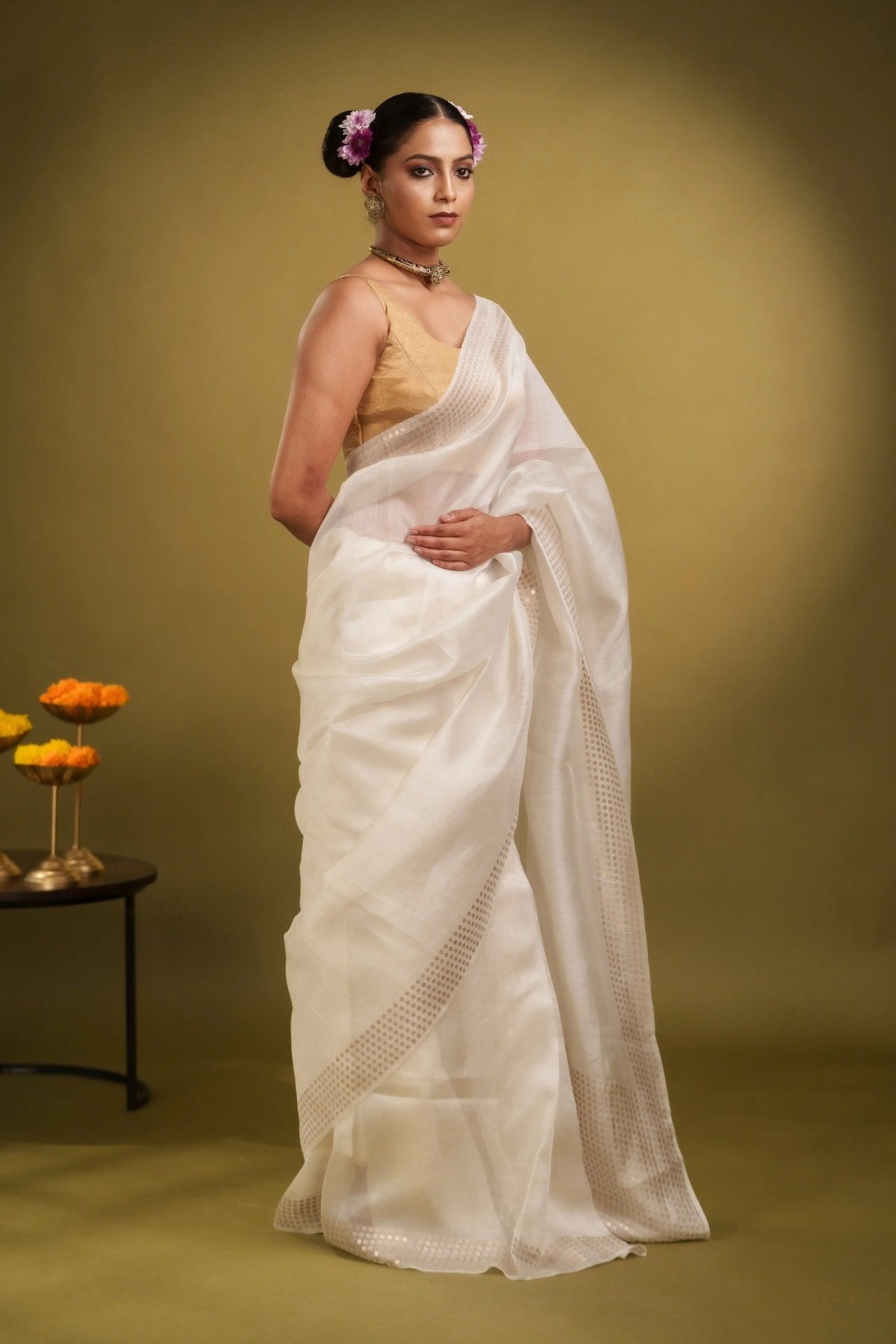 White Sundari Saree - Eternity by Sakshi