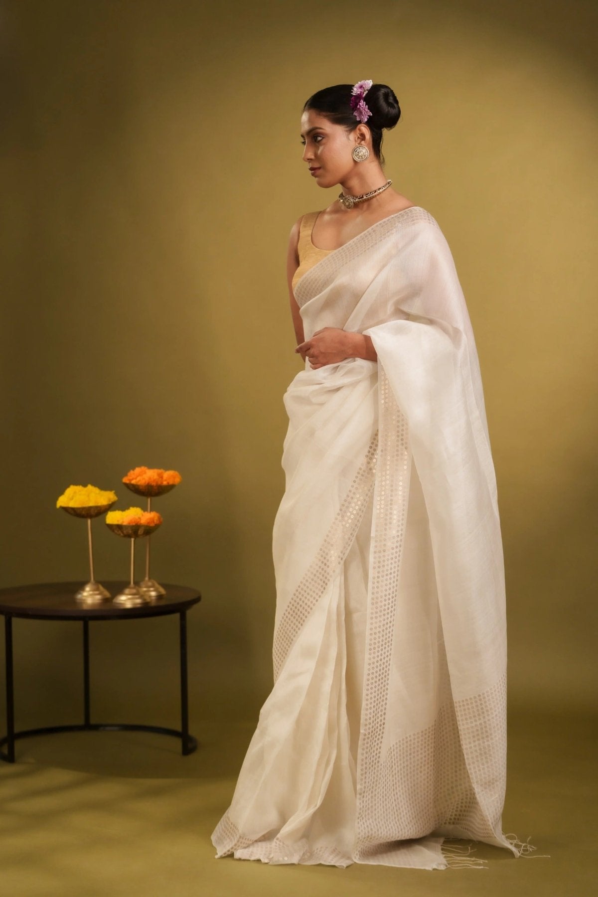 White Sundari Saree - Eternity by Sakshi