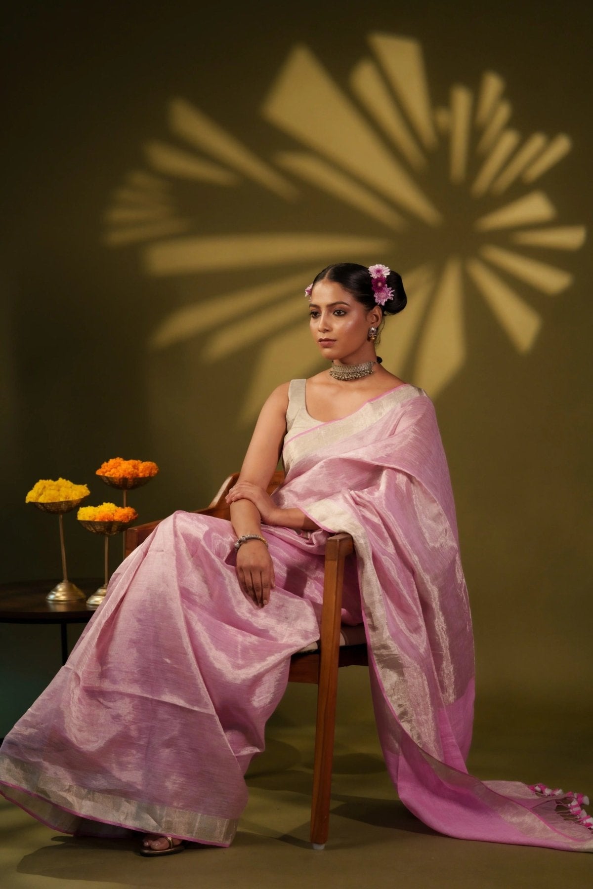 Metallic Pink Saree - Eternity by Sakshi
