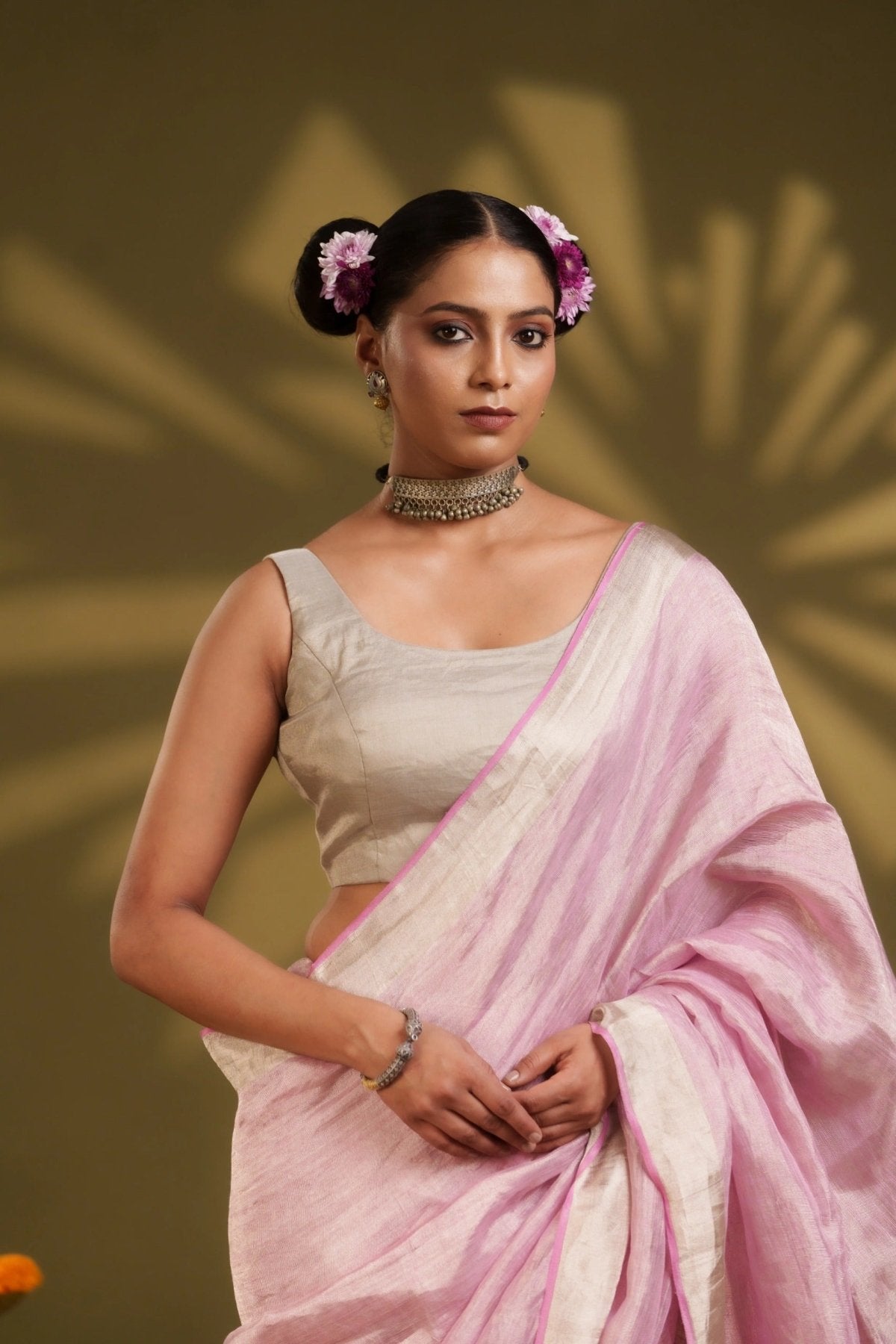 Metallic Pink Saree - Eternity by Sakshi