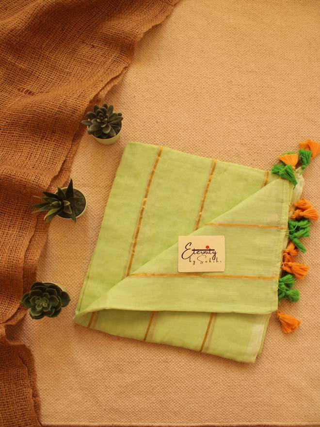 APPLE GREEN SUTI SAREE - Eternity by Sakshi