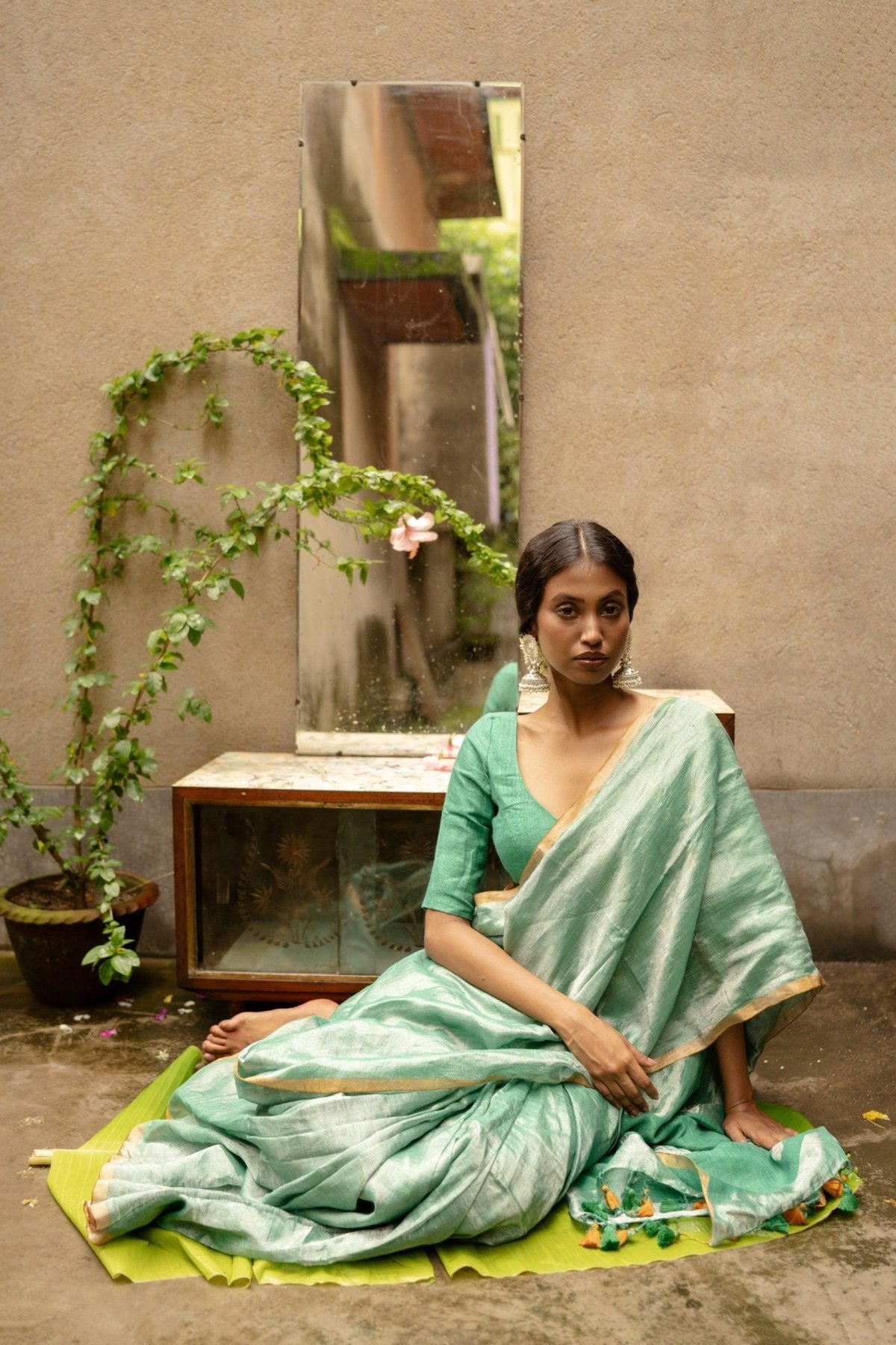 Arjuna Metallic Linen Saree - Eternity by Sakshi