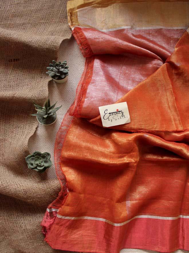 Aza Metallic Linen Saree - Eternity by Sakshi