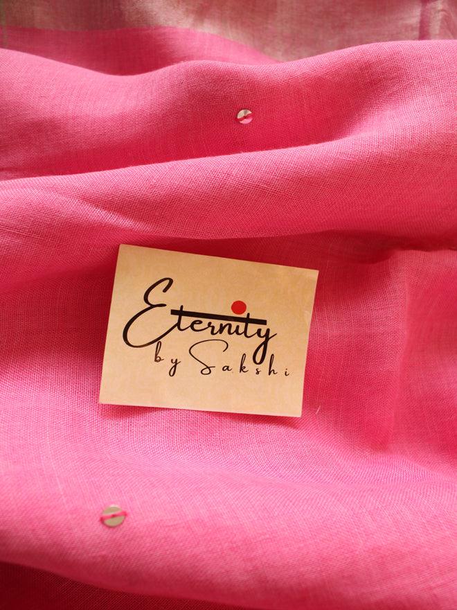 Baby Pink Raina Linen Saree - Eternity by Sakshi