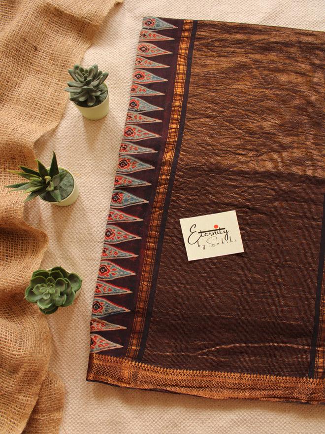 Black with Red Border Mangalgiri Saree - Eternity by Sakshi