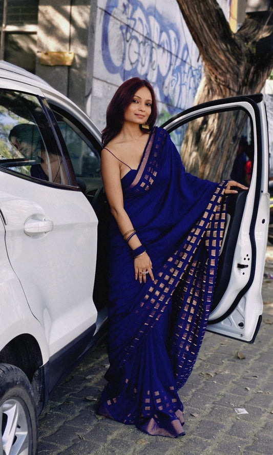Blue Meher Saree - Eternity by Sakshi