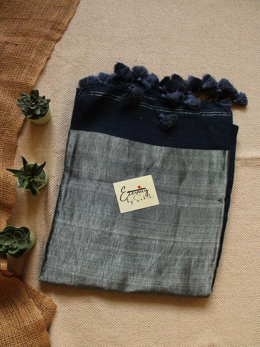 Blue Raina Linen Saree - Eternity by Sakshi