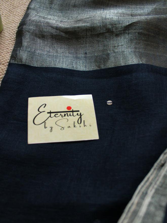 Blue Raina Linen Saree - Eternity by Sakshi