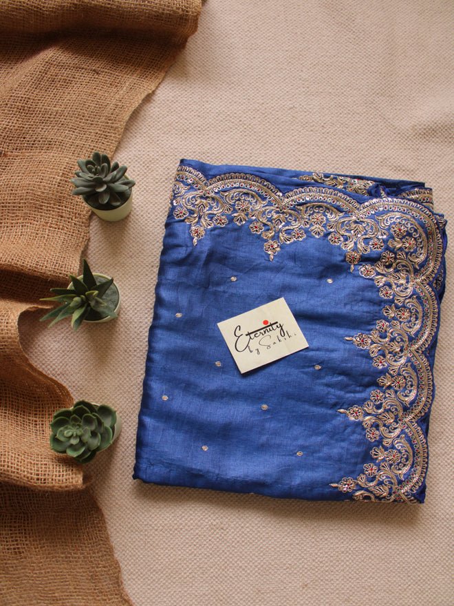 Blue Tussar Handwork Saree - Eternity by Sakshi