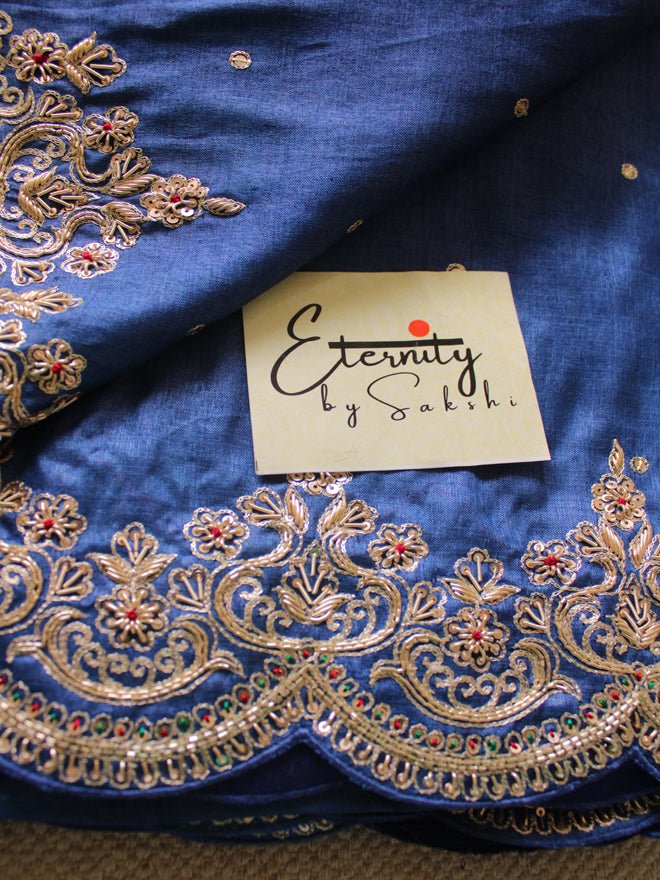 Blue Tussar Handwork Saree - Eternity by Sakshi