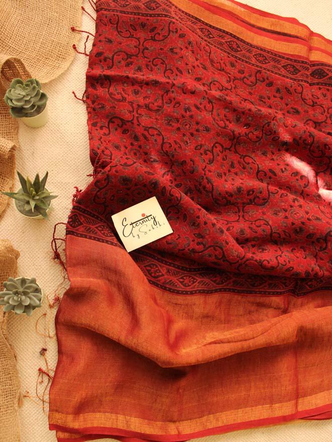 Brick Red Falak Saree - Eternity by Sakshi