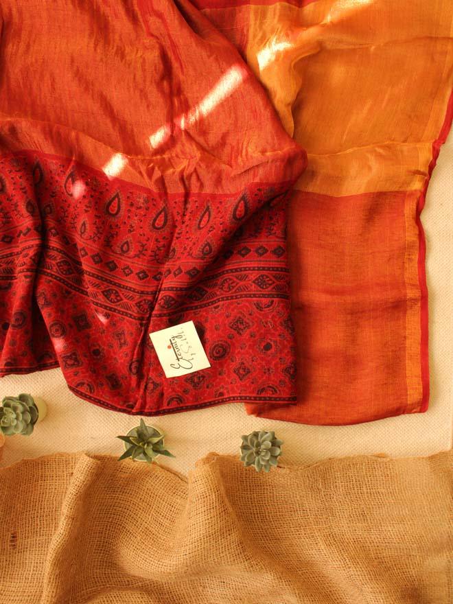 Brick Red Falak Saree - Eternity by Sakshi