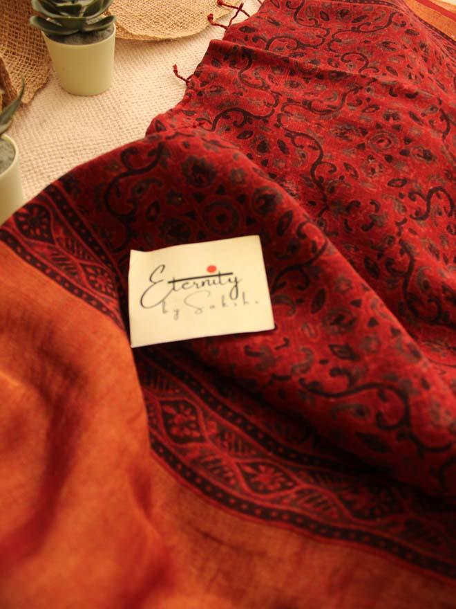 Brick Red Falak Saree - Eternity by Sakshi
