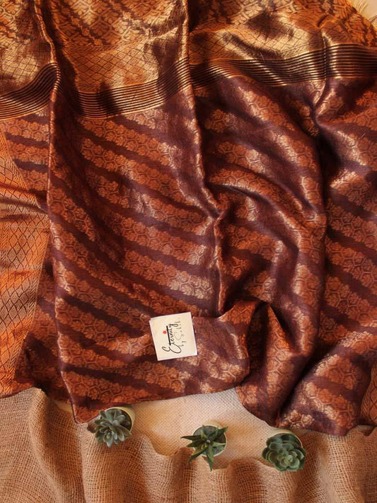 Brown Silk Linen Saree - Eternity by Sakshi