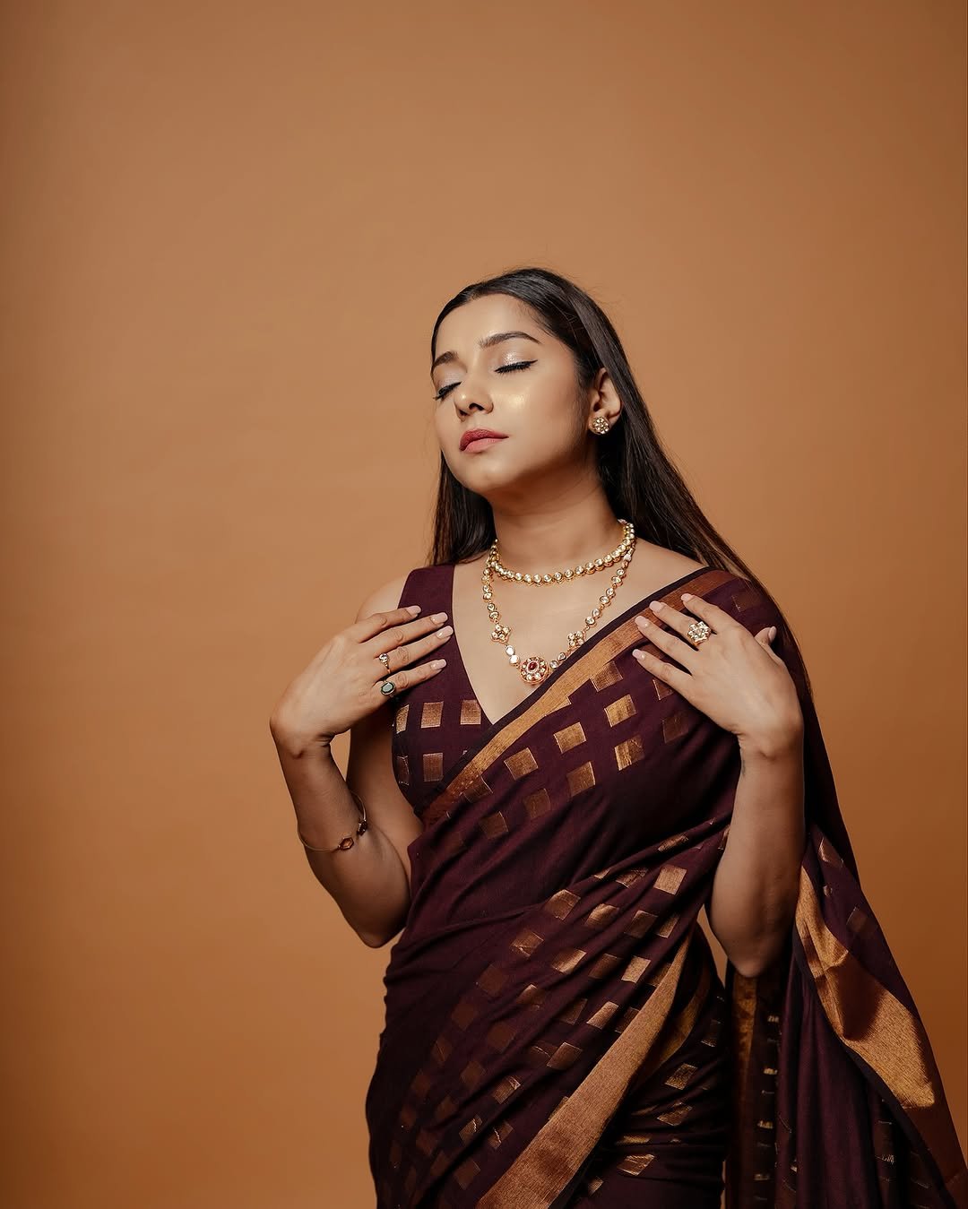 Cherry Chocolate Meher Saree - Eternity by Sakshi