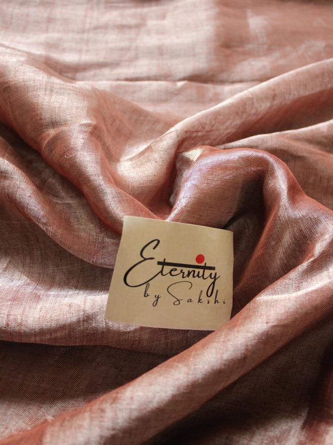 Cinnamon Metallic Linen Saree - Eternity by Sakshi