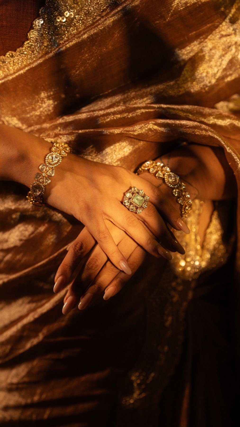 Cinnamon Metallic Linen Saree - Eternity by Sakshi