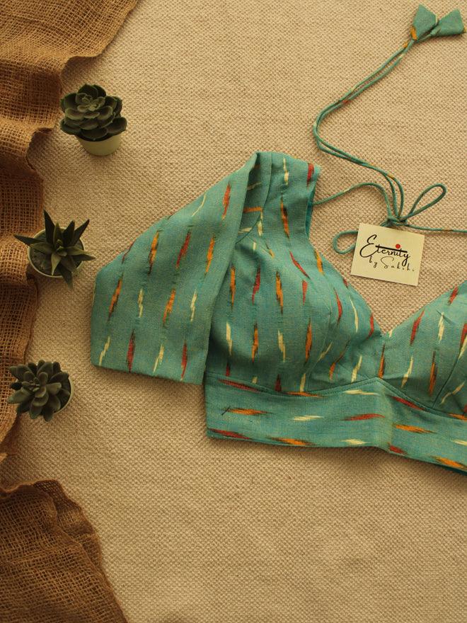 Cyan Ikkat Ready to Wear Blouse - Eternity by Sakshi