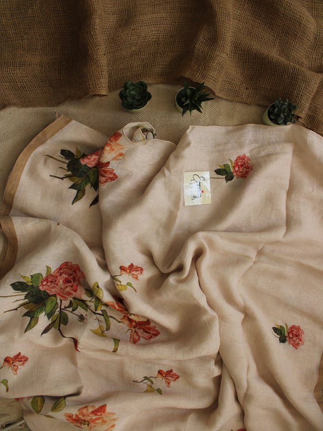 Digital Print Linen Saree - Eternity by Sakshi