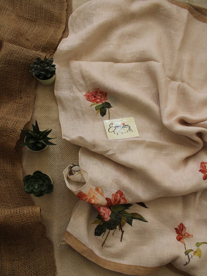 Digital Print Linen Saree - Eternity by Sakshi