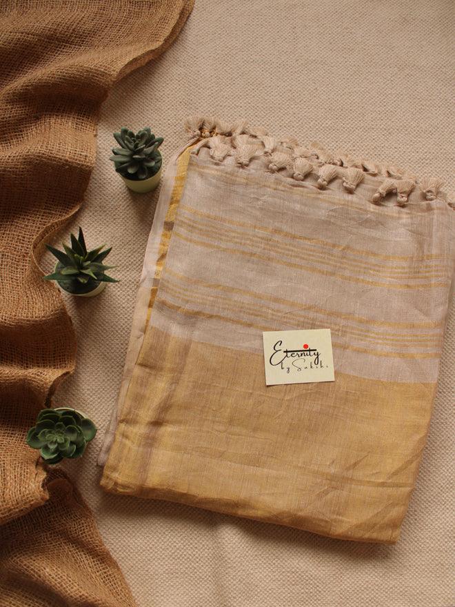 Gold Metallic Linen Saree - Eternity by Sakshi