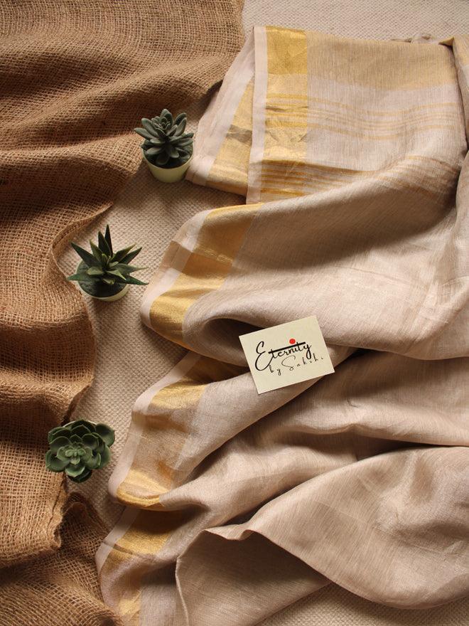 Gold Metallic Linen Saree - Eternity by Sakshi