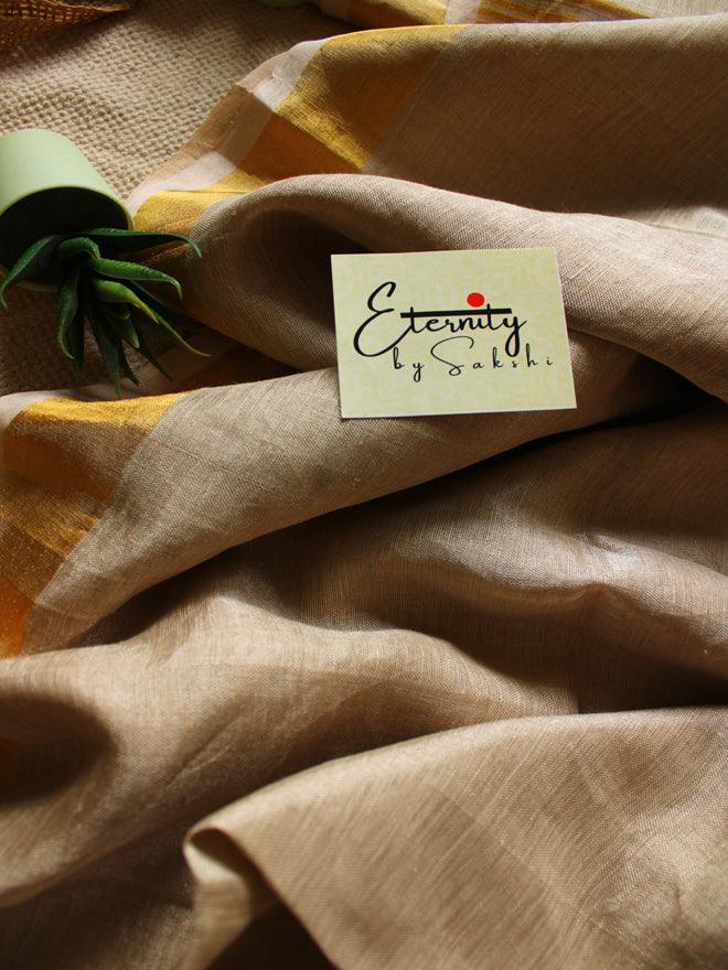 Gold Metallic Linen Saree - Eternity by Sakshi