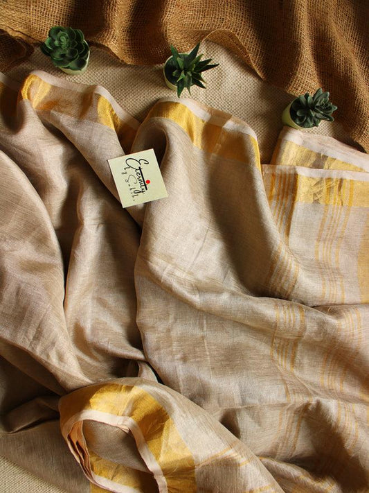 Gold Metallic Linen Saree - Eternity by Sakshi