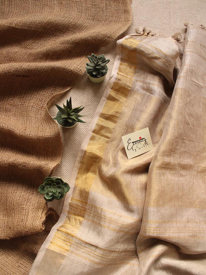 Gold Metallic Linen Saree - Eternity by Sakshi