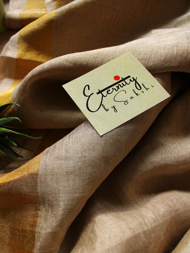 Gold Metallic Linen Saree - Eternity by Sakshi