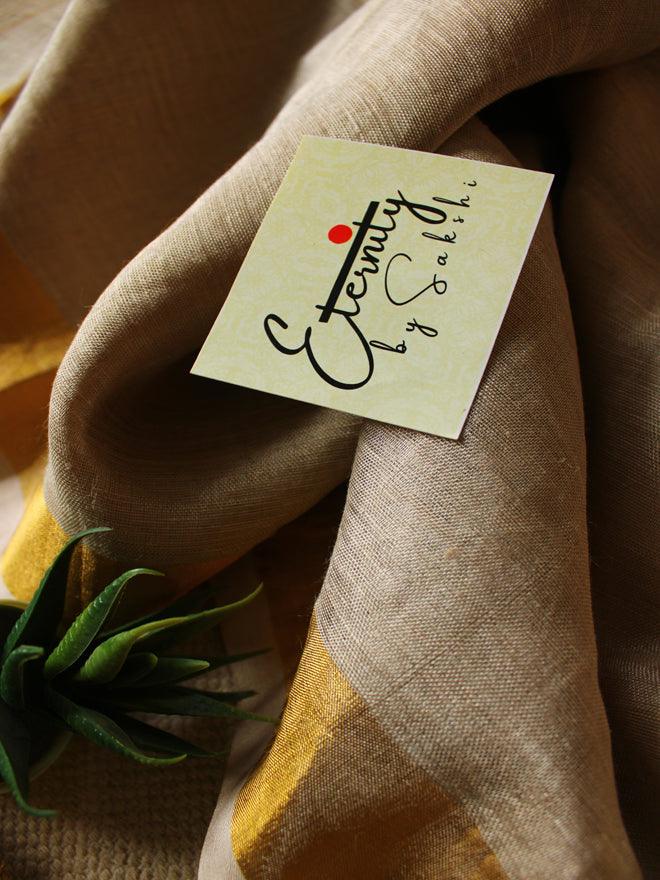 Gold Metallic Linen Saree - Eternity by Sakshi