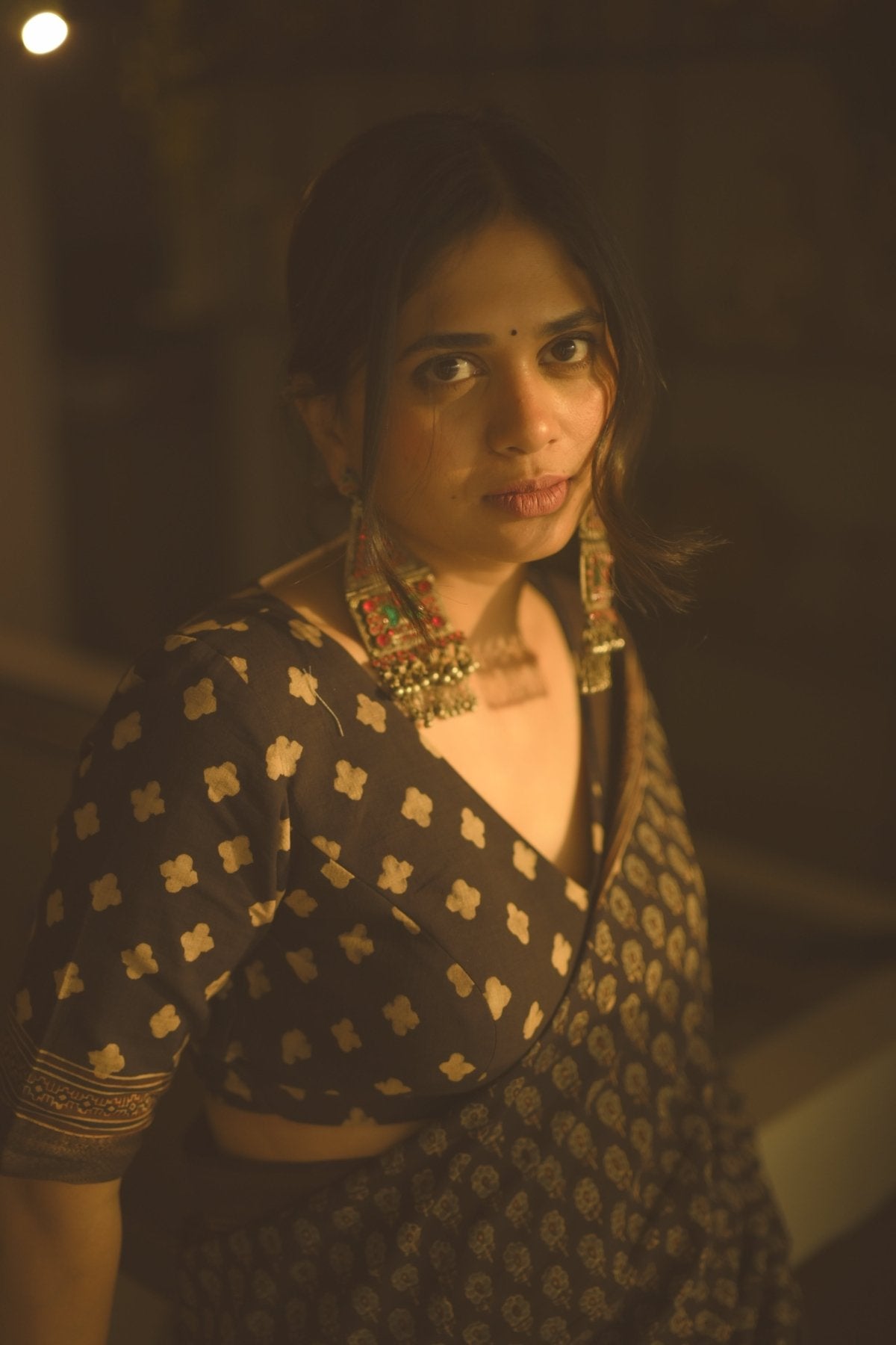 Jheel Mangalgiri Ajrakh Saree - Eternity by Sakshi