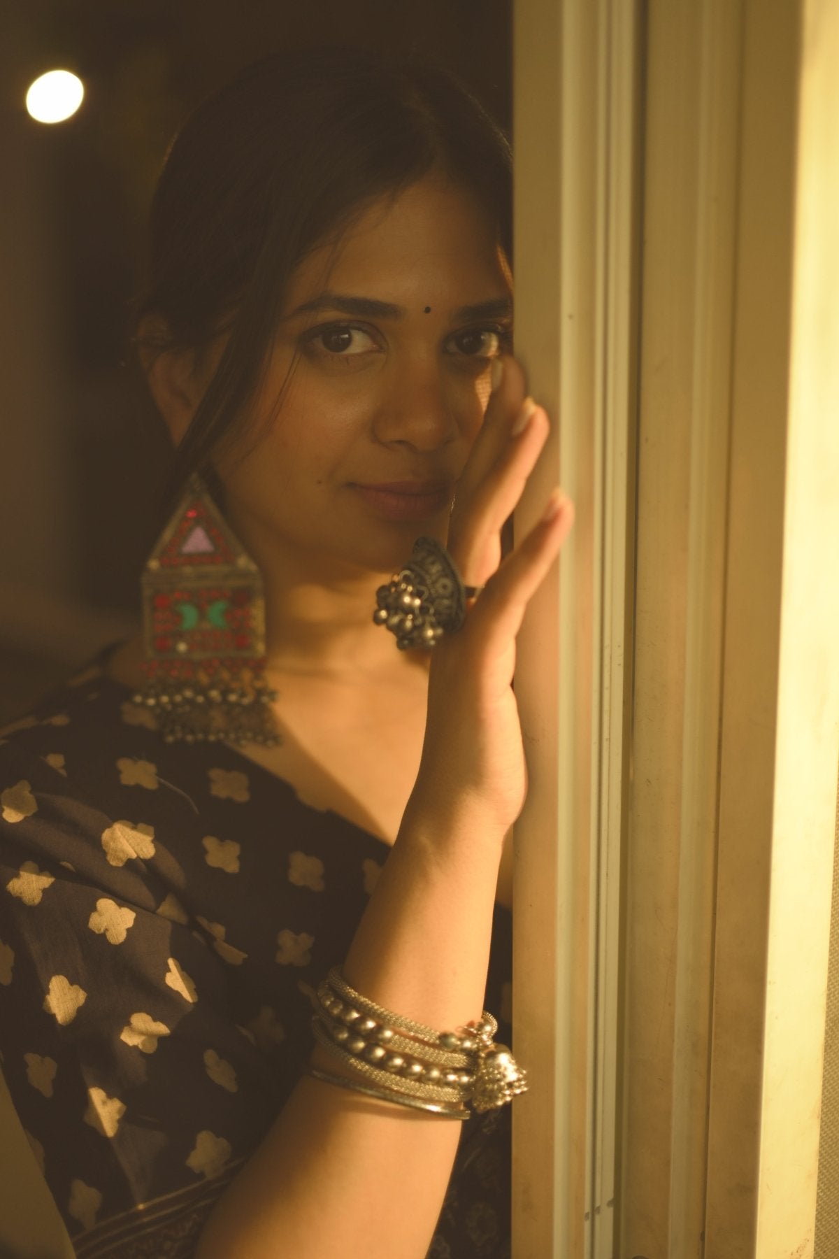 Jheel Mangalgiri Ajrakh Saree - Eternity by Sakshi