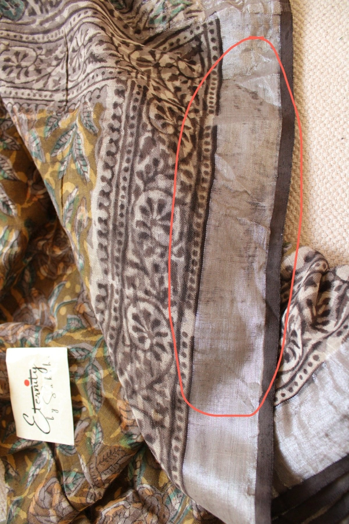 Kalamkari Slub Cotton Saree - Eternity by Sakshi