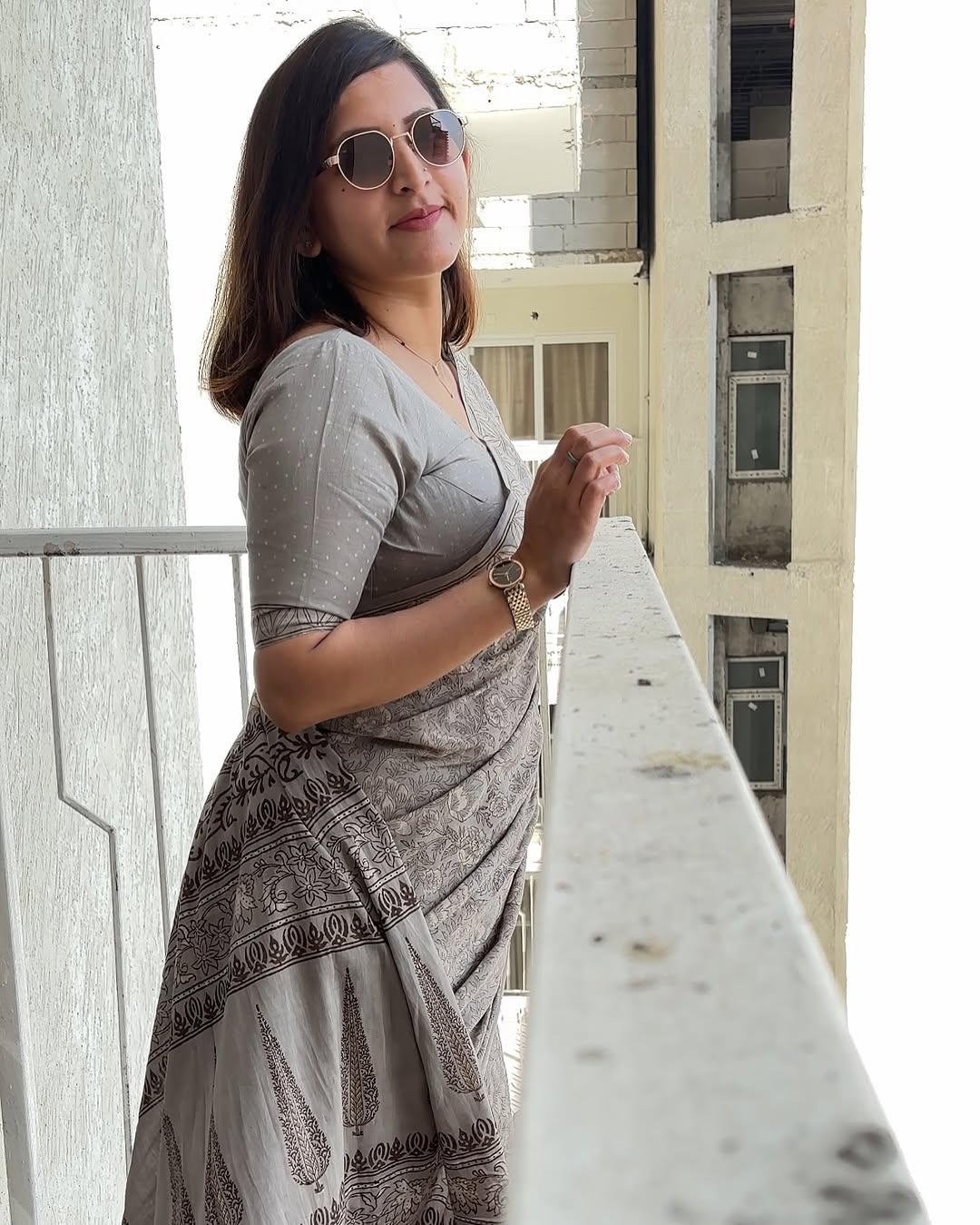 Kashish Glory Handblockprinted Cotton Saree - Eternity by Sakshi