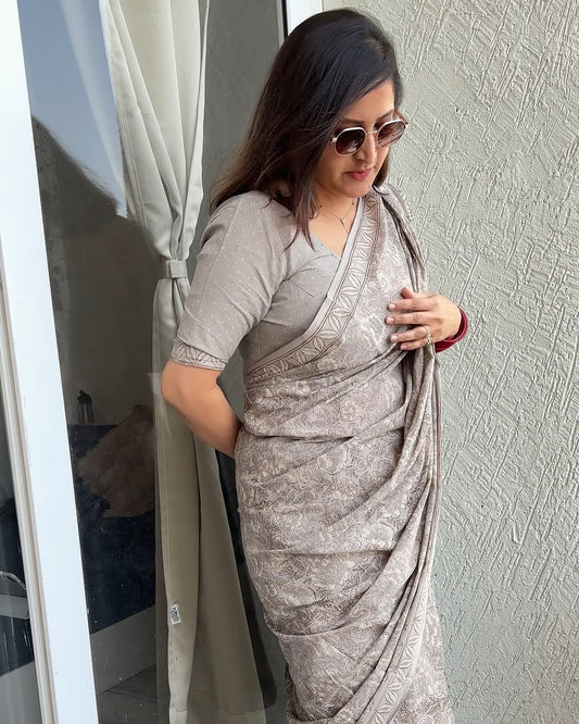 Kashish Glory Handblockprinted Cotton Saree - Eternity by Sakshi