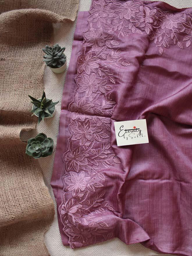 Lilac Tussar Saree - Eternity by Sakshi