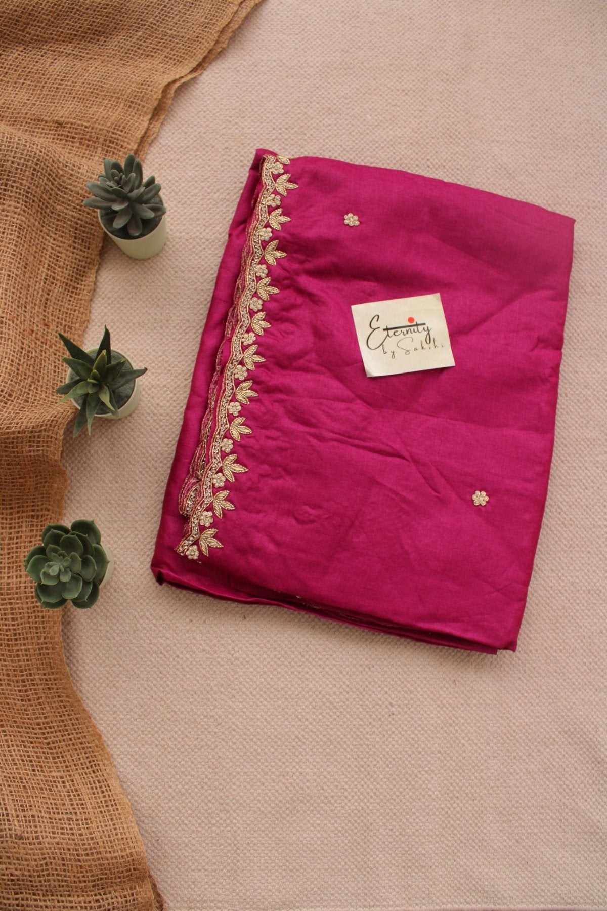 Magenta Tussar Handwork Saree - Eternity by Sakshi