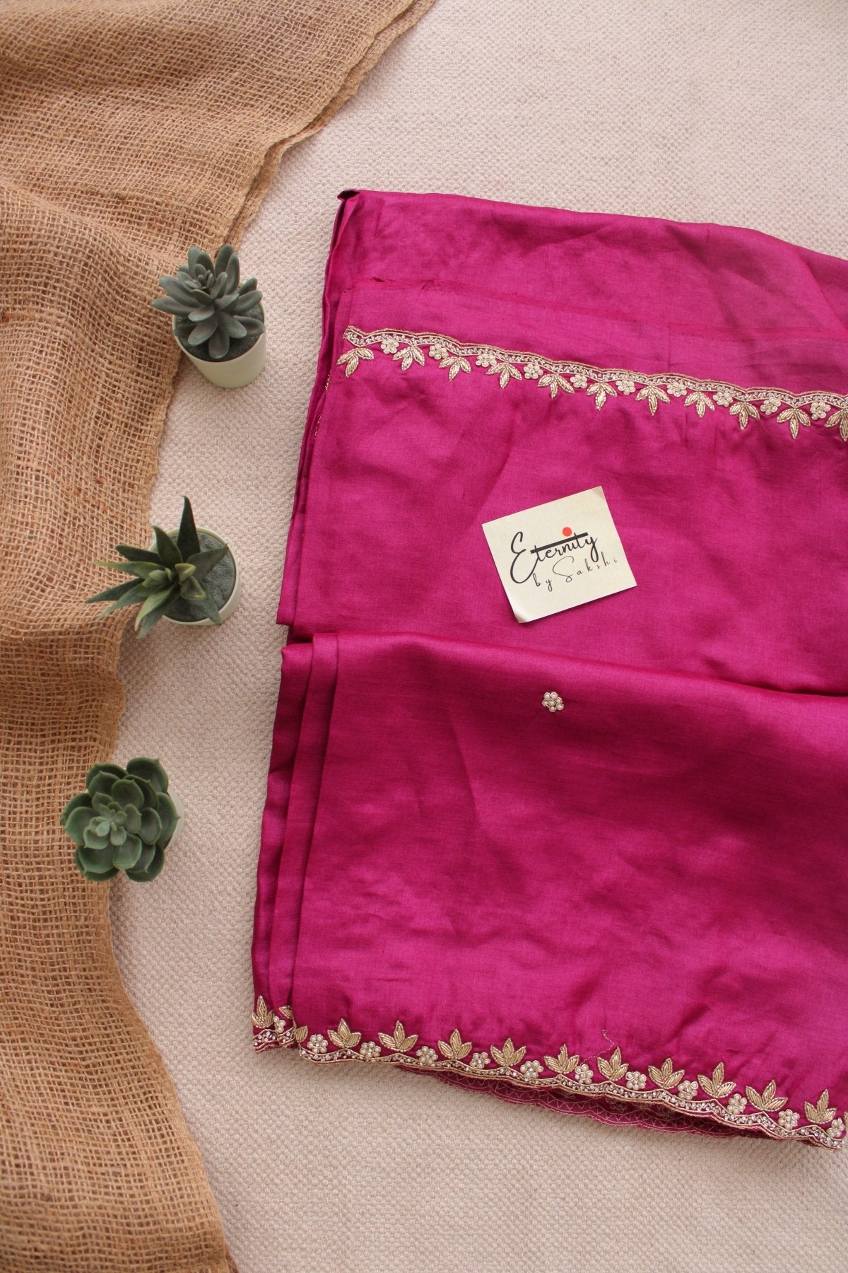 Magenta Tussar Handwork Saree - Eternity by Sakshi